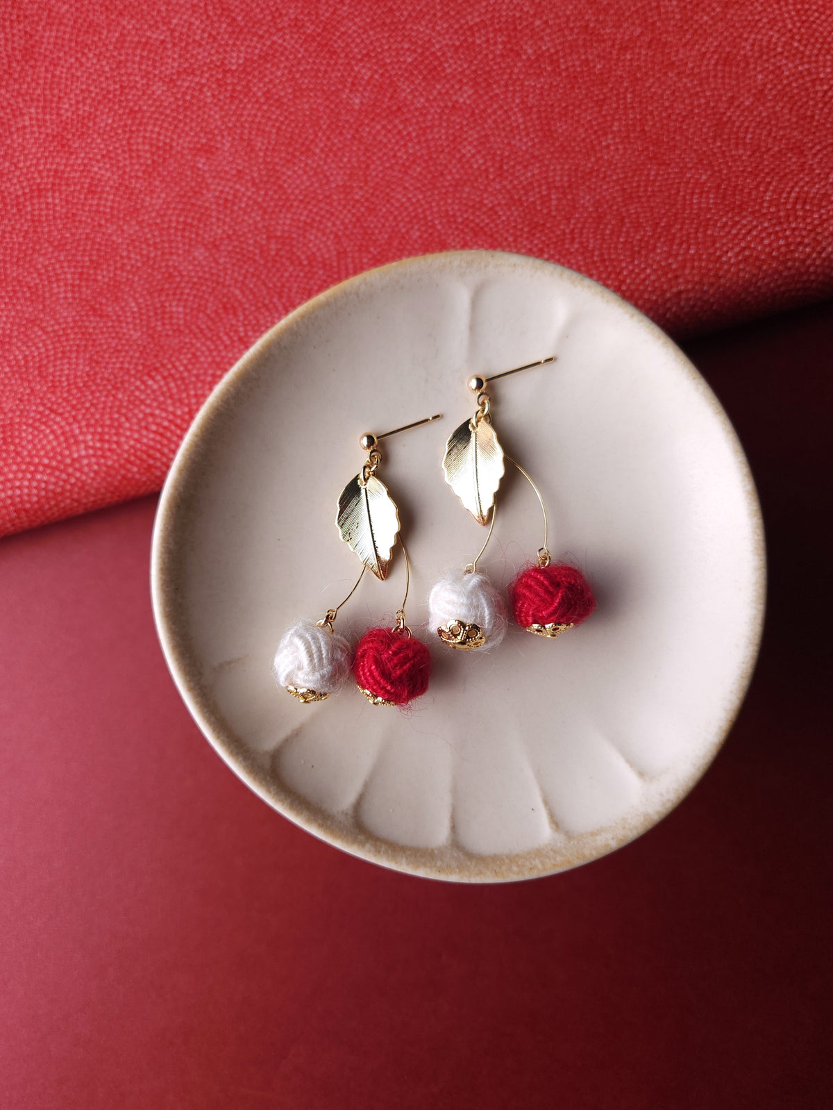 Fluffy Cherry Drop - Red and White