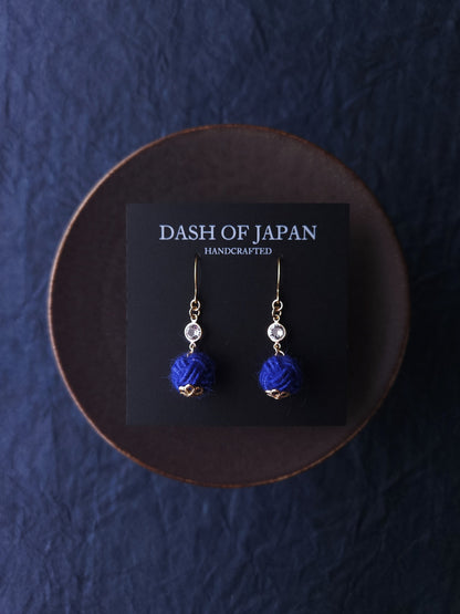 Japanese Mizuhiki Drop Earrings - Fluffy Blue