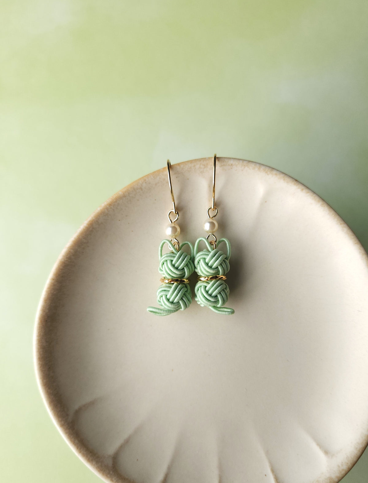 Cat Earrings  - Light Green