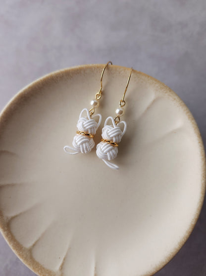 Cat Earrings - White