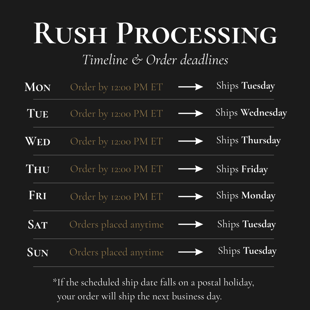 Rush Processing - Ships Next Business Day