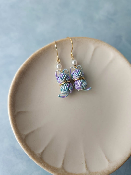 Cat Earrings - Hydrangea Blue