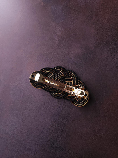 Hair Barrette - Black and Gold