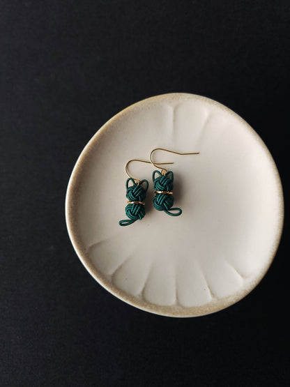 Cat Earrings  - Deep Green