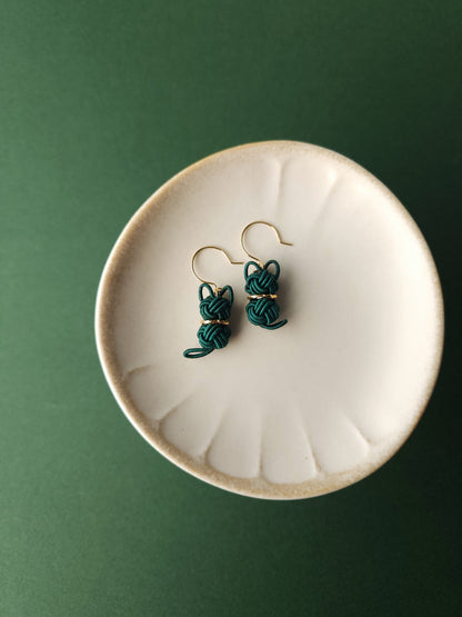 Cat Earrings  - Deep Green