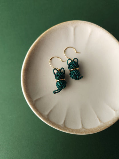 Cat Earrings  - Deep Green