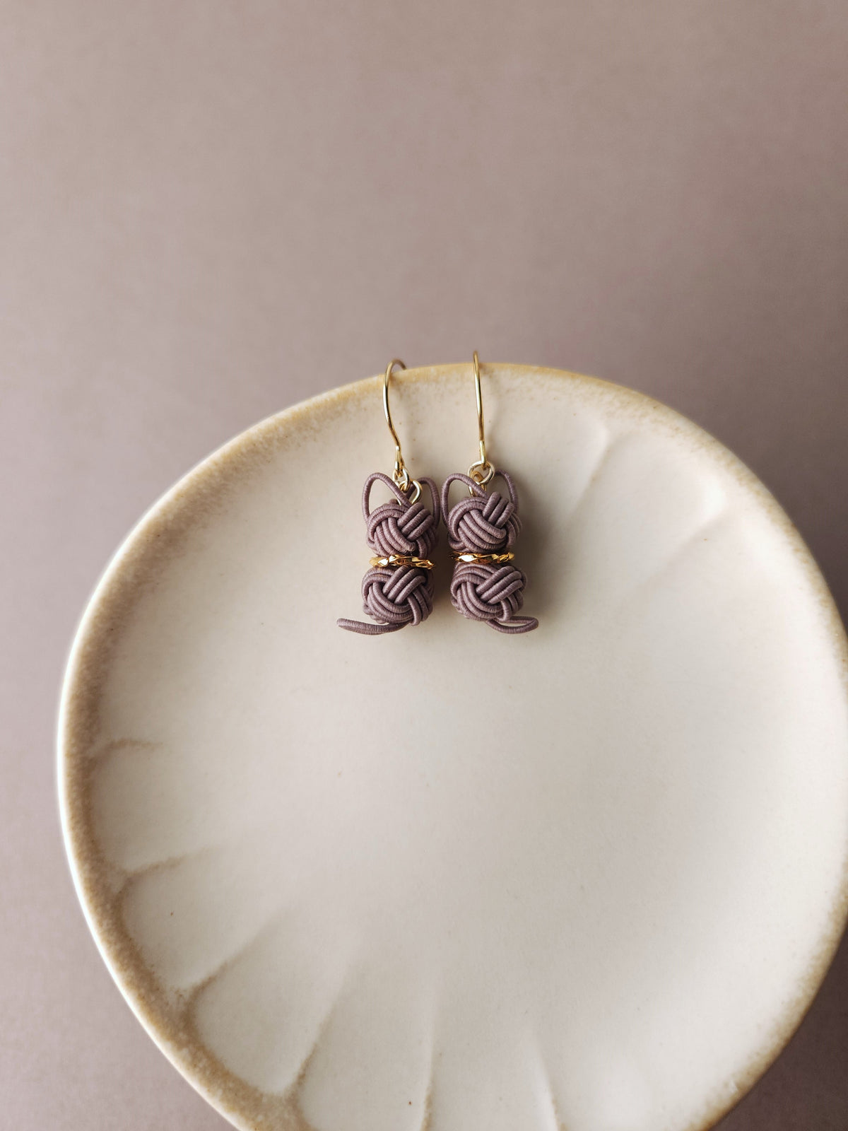 Cat Earrings - Satin Taupe