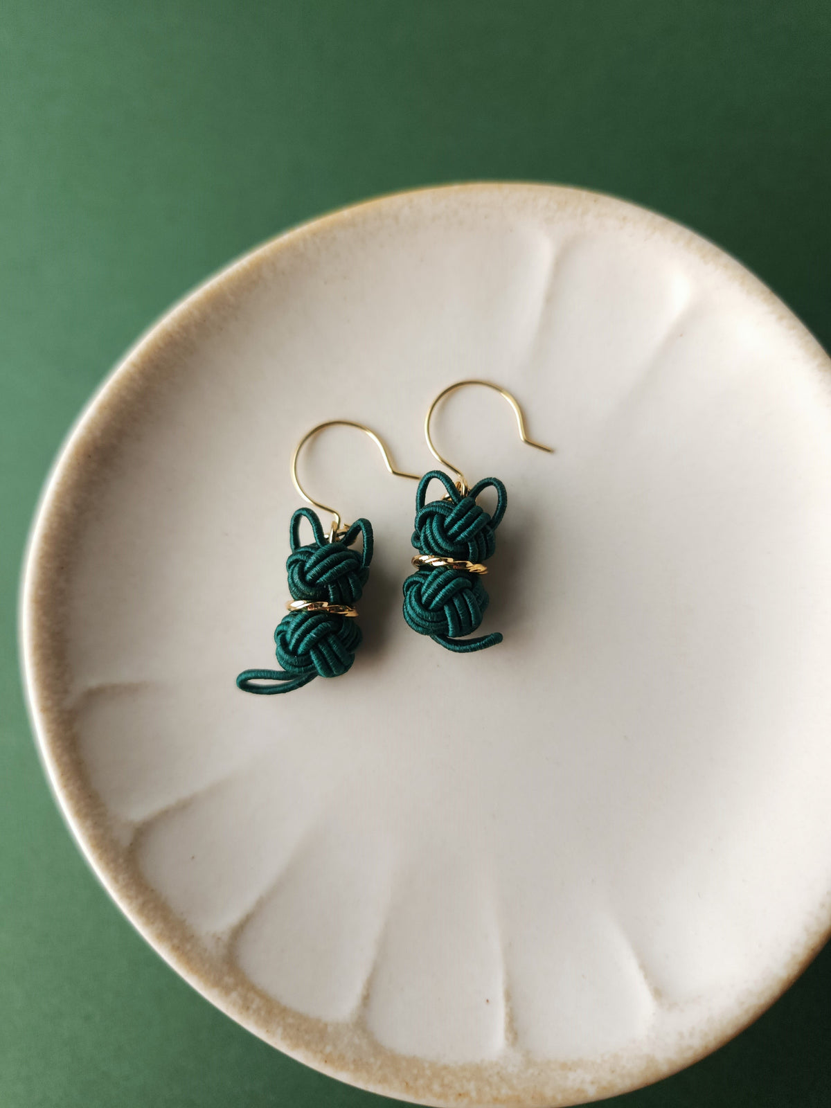 Cat Earrings  - Deep Green