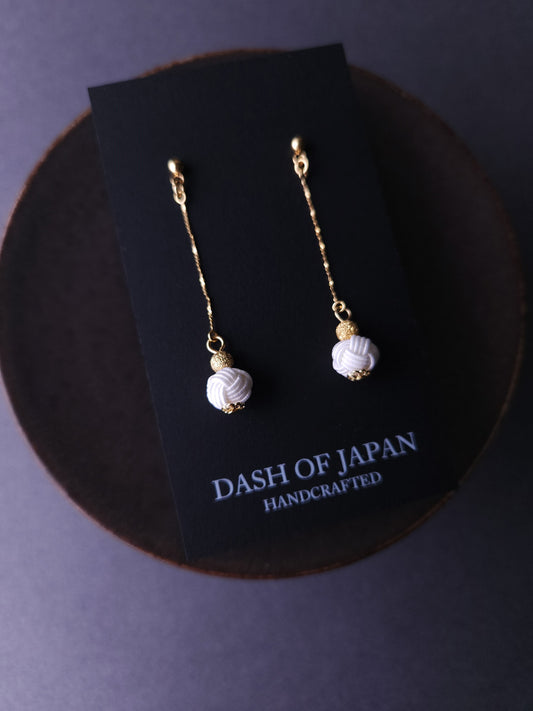 Long Drop Earrings - White