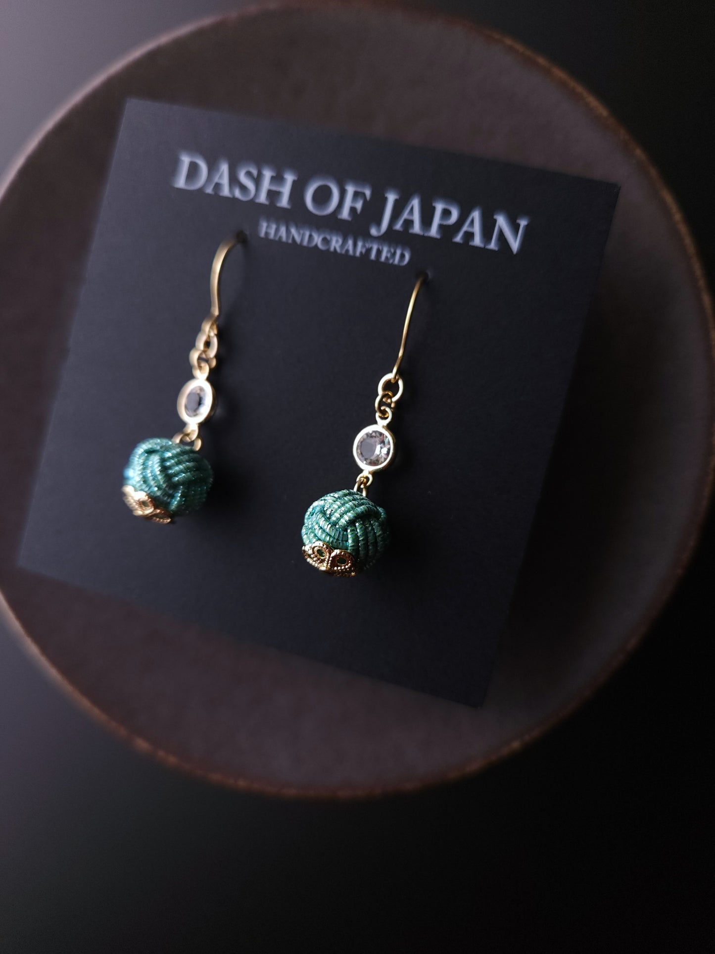 Japanese Mizuhiki Drop Earrings - Shiny Aqua