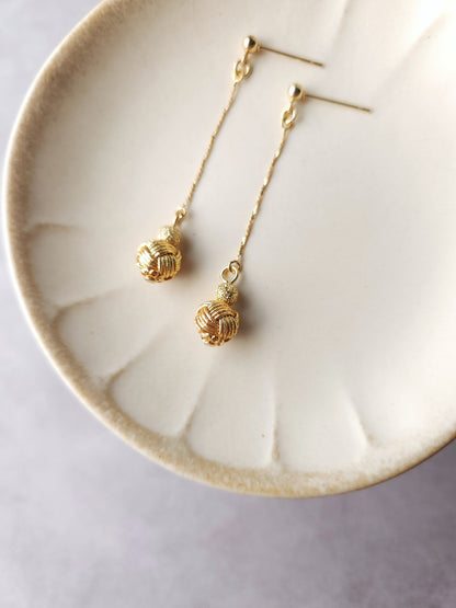 Long Drop Earrings - Metallic Gold