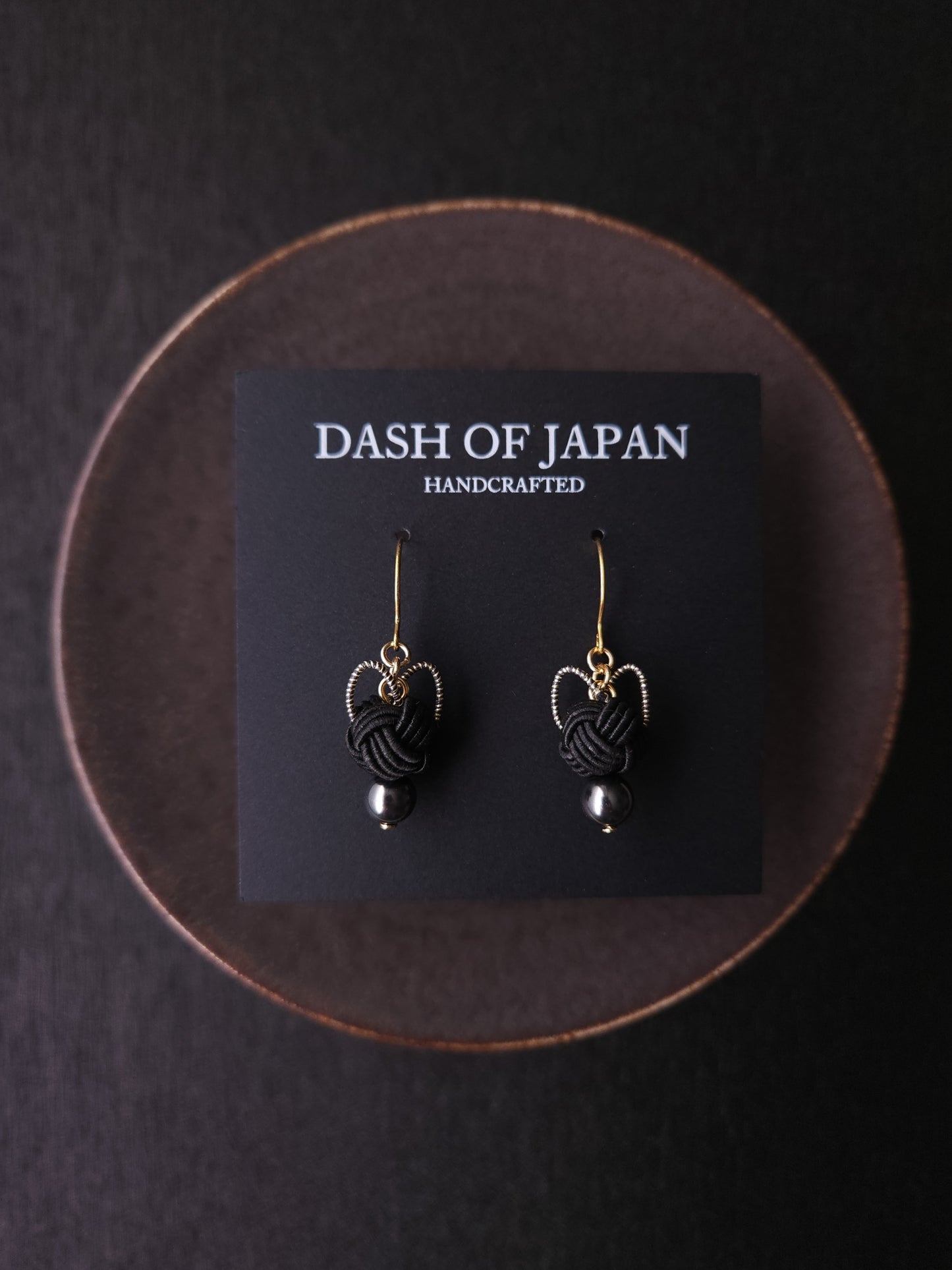Cat Head Earrings - Black x Black Gold