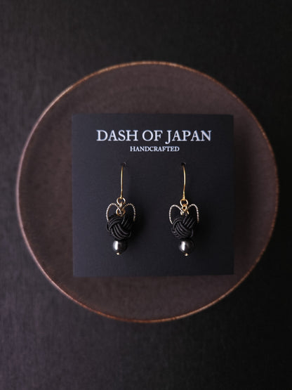 Cat Head Earrings - Black x Black Gold