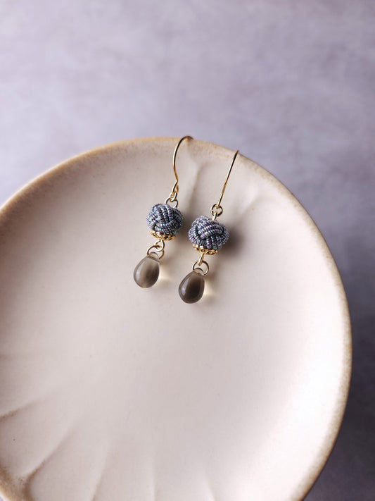 Simple Drop Earrings -  Iridescent Gray