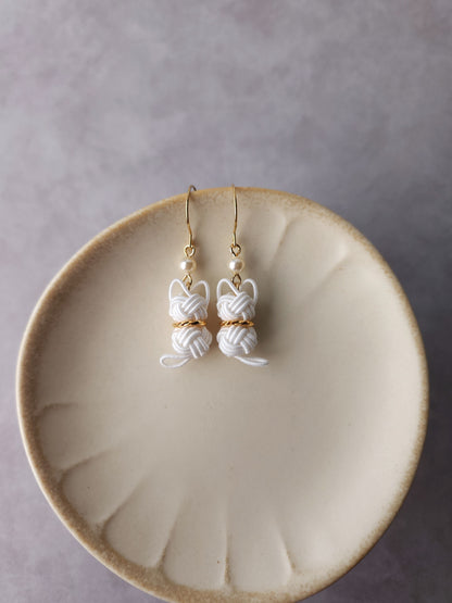 Cat Earrings - White
