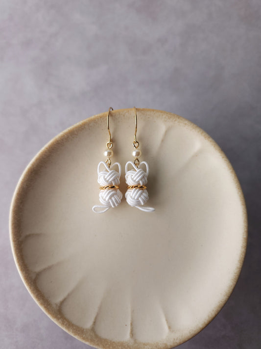 Cat Earrings - White