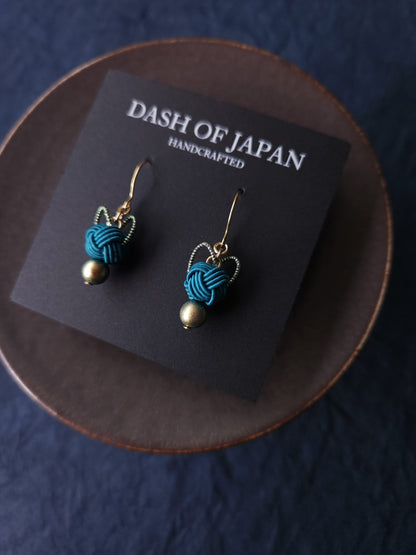 Cat Head Earrings - Teal x Green Gold
