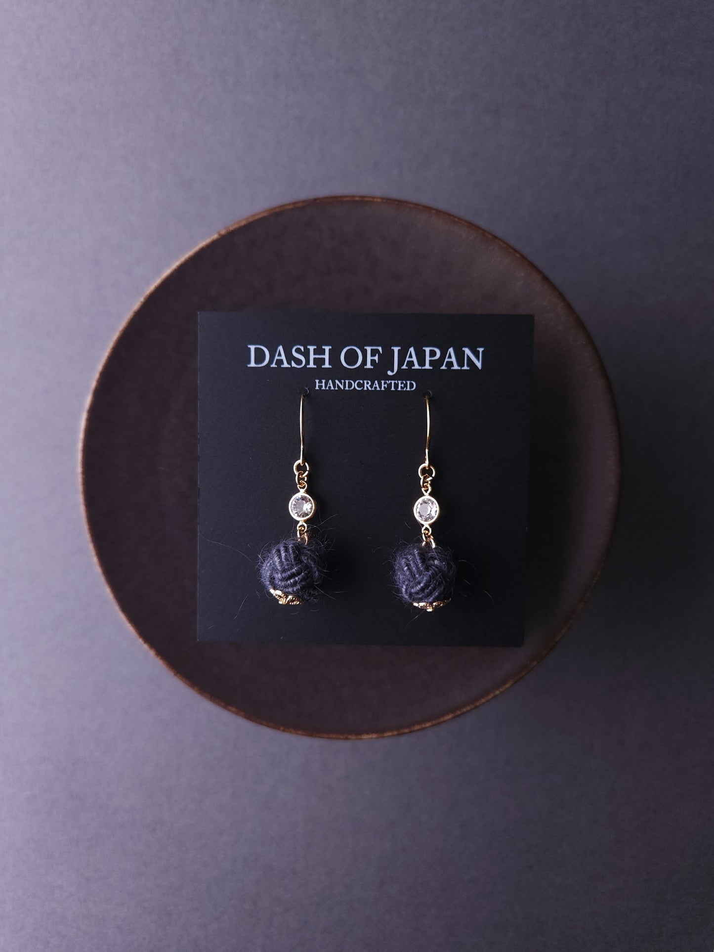 Japanese Mizuhiki Drop Earrings - Fluffy Gray