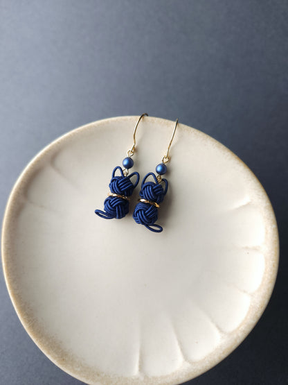 Cat Earrings - Dark Navy Blue