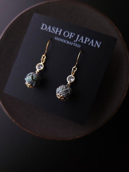 Japanese Mizuhiki Drop Earrings - Iridescent Gray