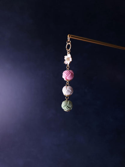 Kanzashi- Sakura Pink White Green
