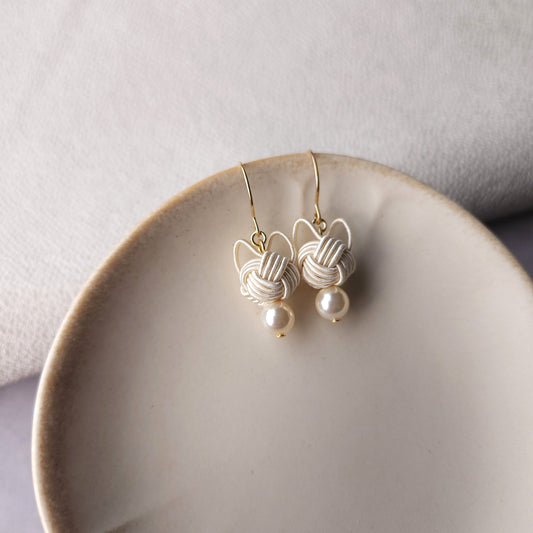 Cat Head Earrings - White