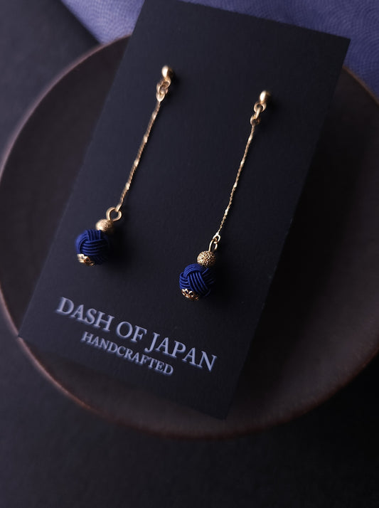 Long Drop Earrings - Dark Blue