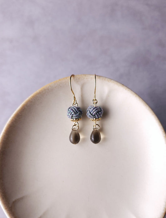 Simple Drop Earrings -  Iridescent Gray
