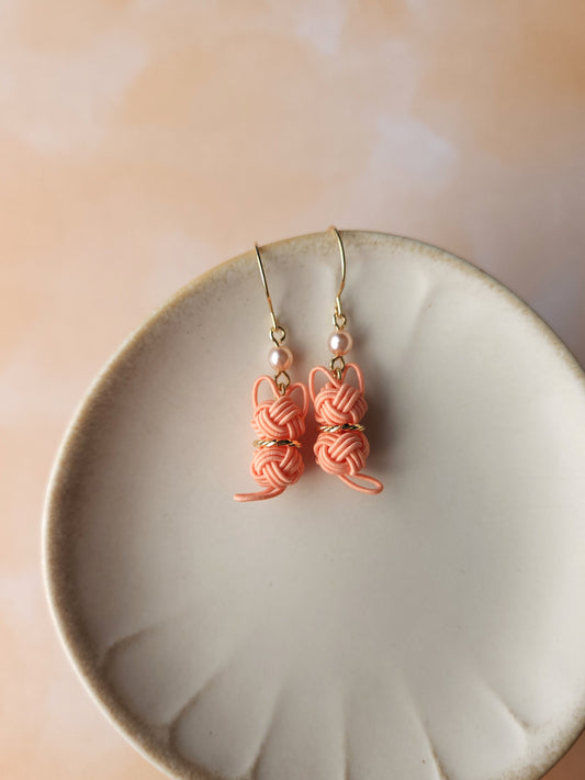 Cat Earrings  - Apricot Orange