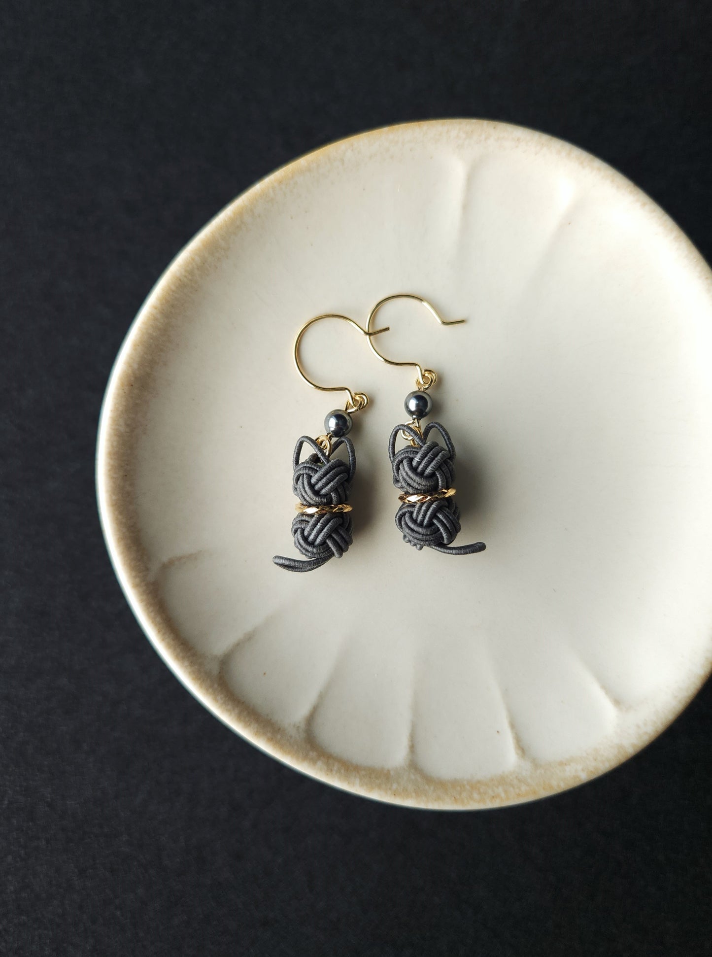 Cat Earrings  - Charcoal Gray