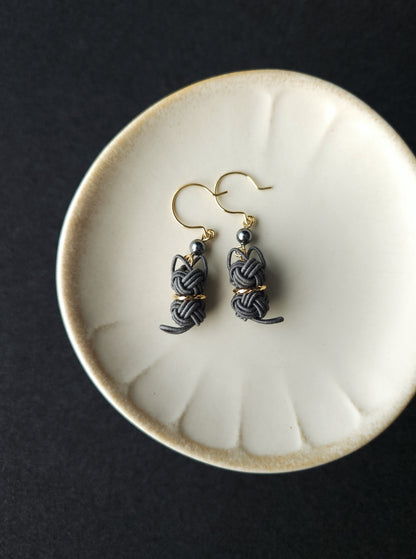 Cat Earrings  - Charcoal Gray