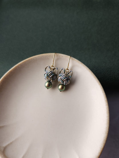 Cat Head Earrings  -Rustic Tabby