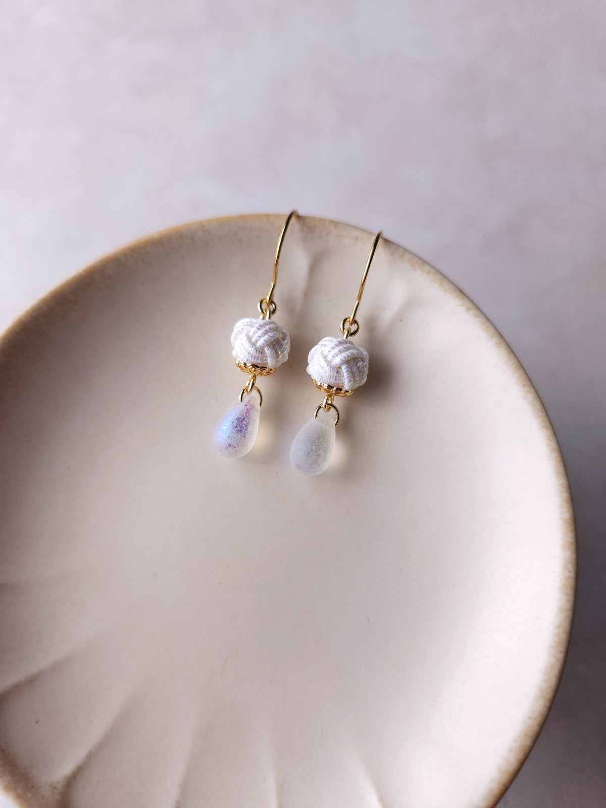 Simple Drop Earrings -  Holographic White