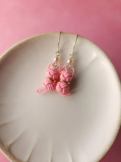 Cat Earrings - Coral Pink