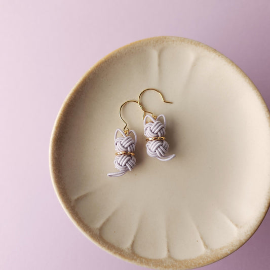 Cat Earrings - Lavender Gray