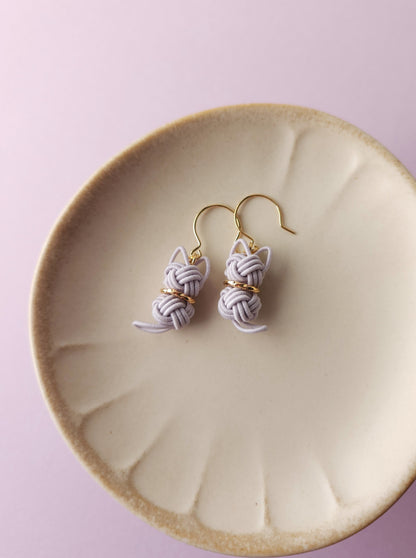 Cat Earrings - Lavender Gray