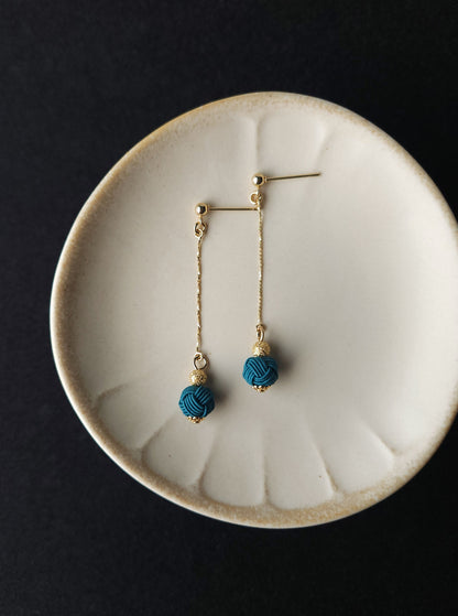 Long Drop Earrings- Teal