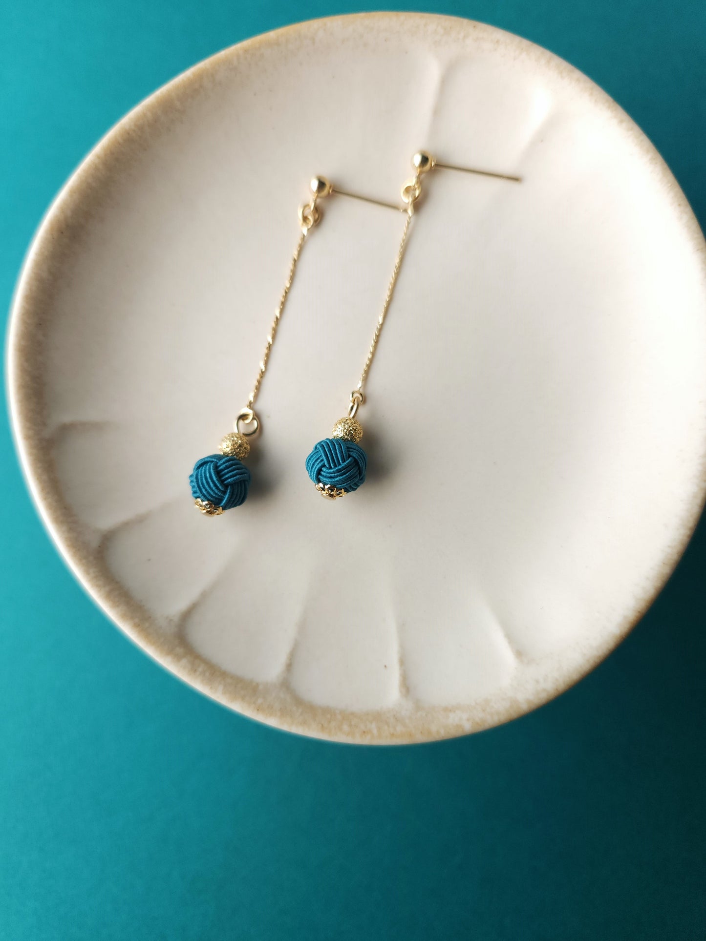 Long Drop Earrings- Teal