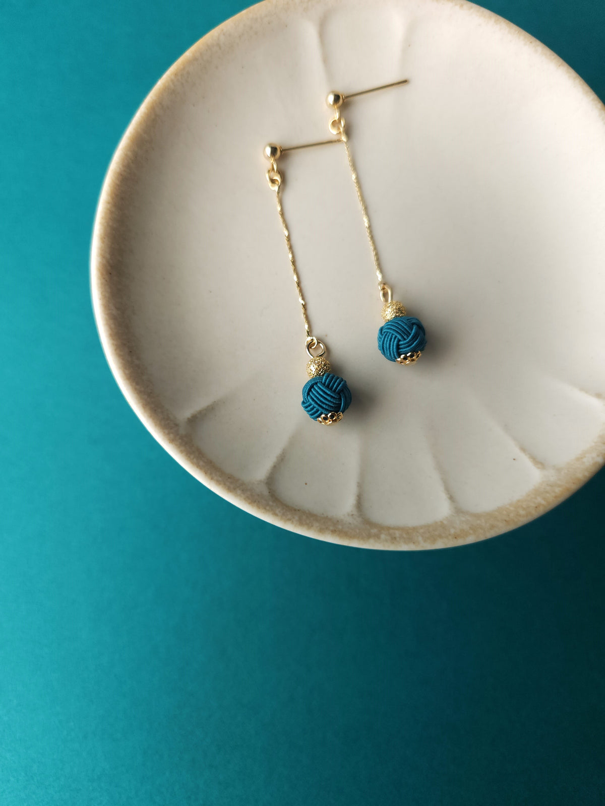 Long Drop Earrings- Teal