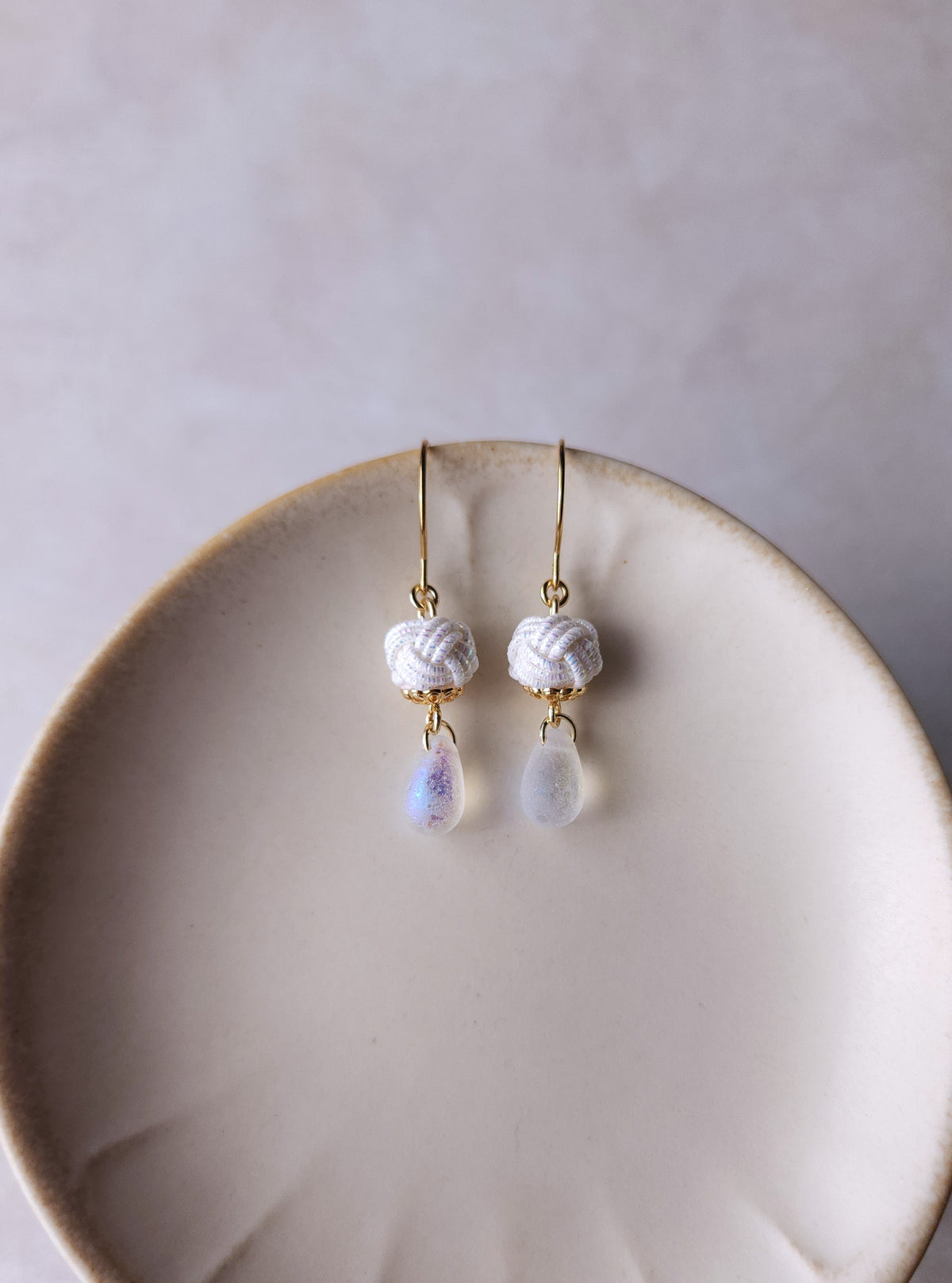 Simple Drop Earrings -  Holographic White