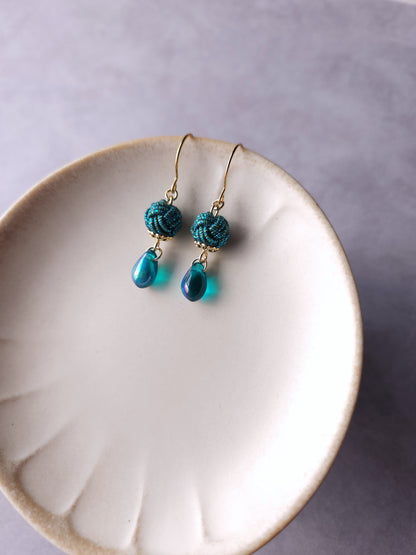 Simple Drop Earrings -  Metallic Blue Green