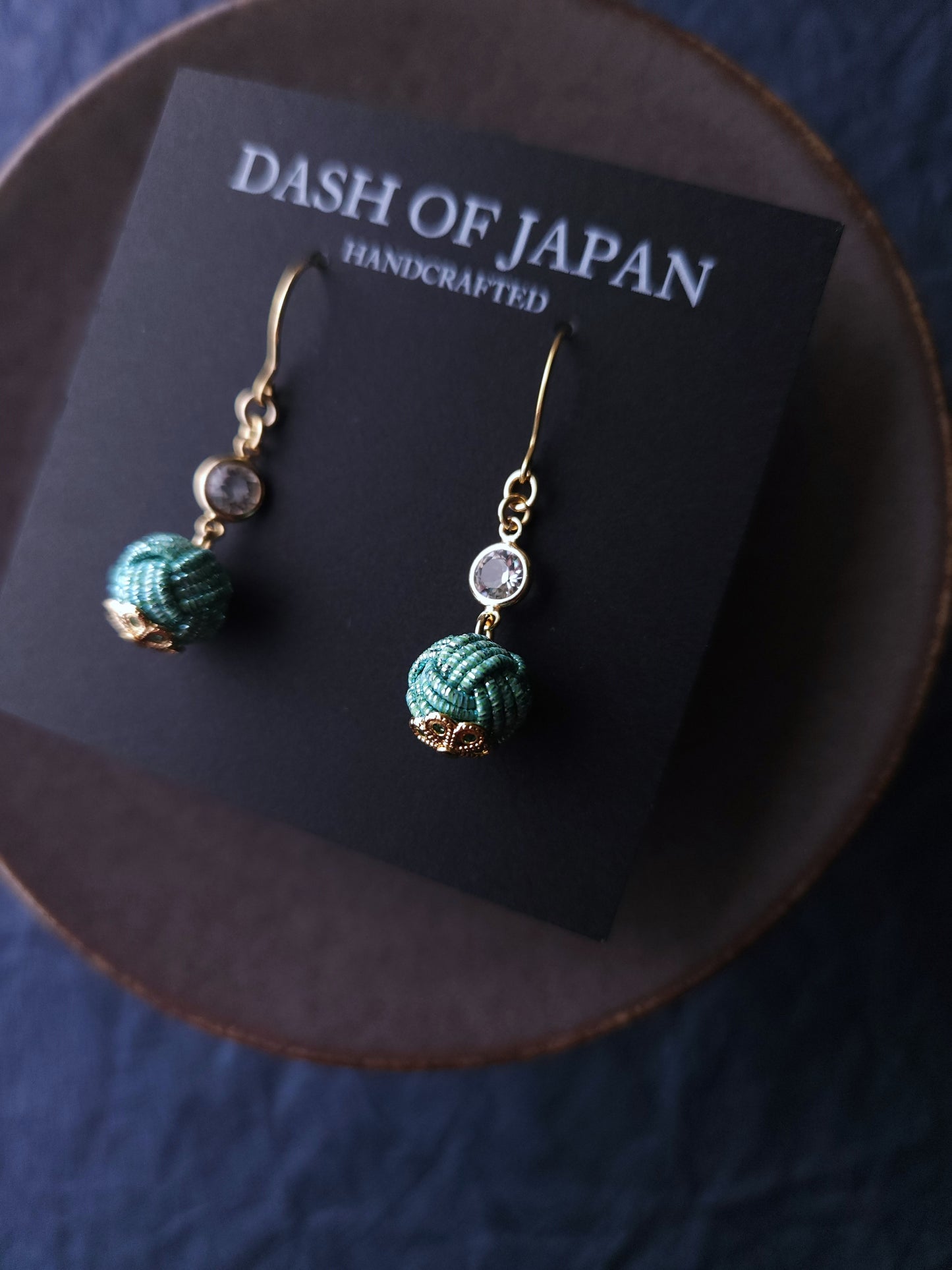 Japanese Mizuhiki Drop Earrings - Shiny Aqua