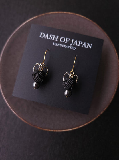 Cat Head Earrings - Black x Black Gold