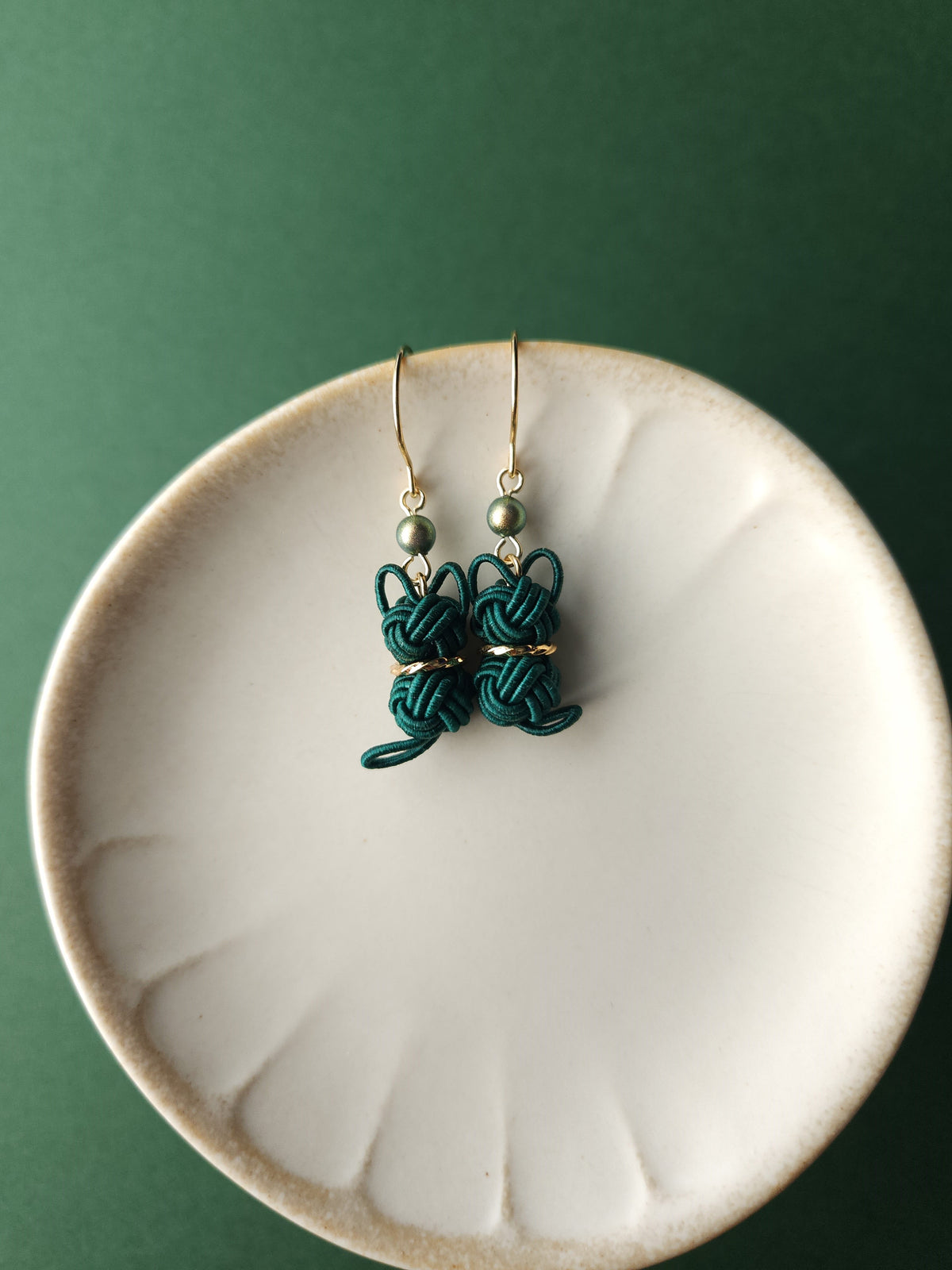 Cat Earrings  - Deep Green