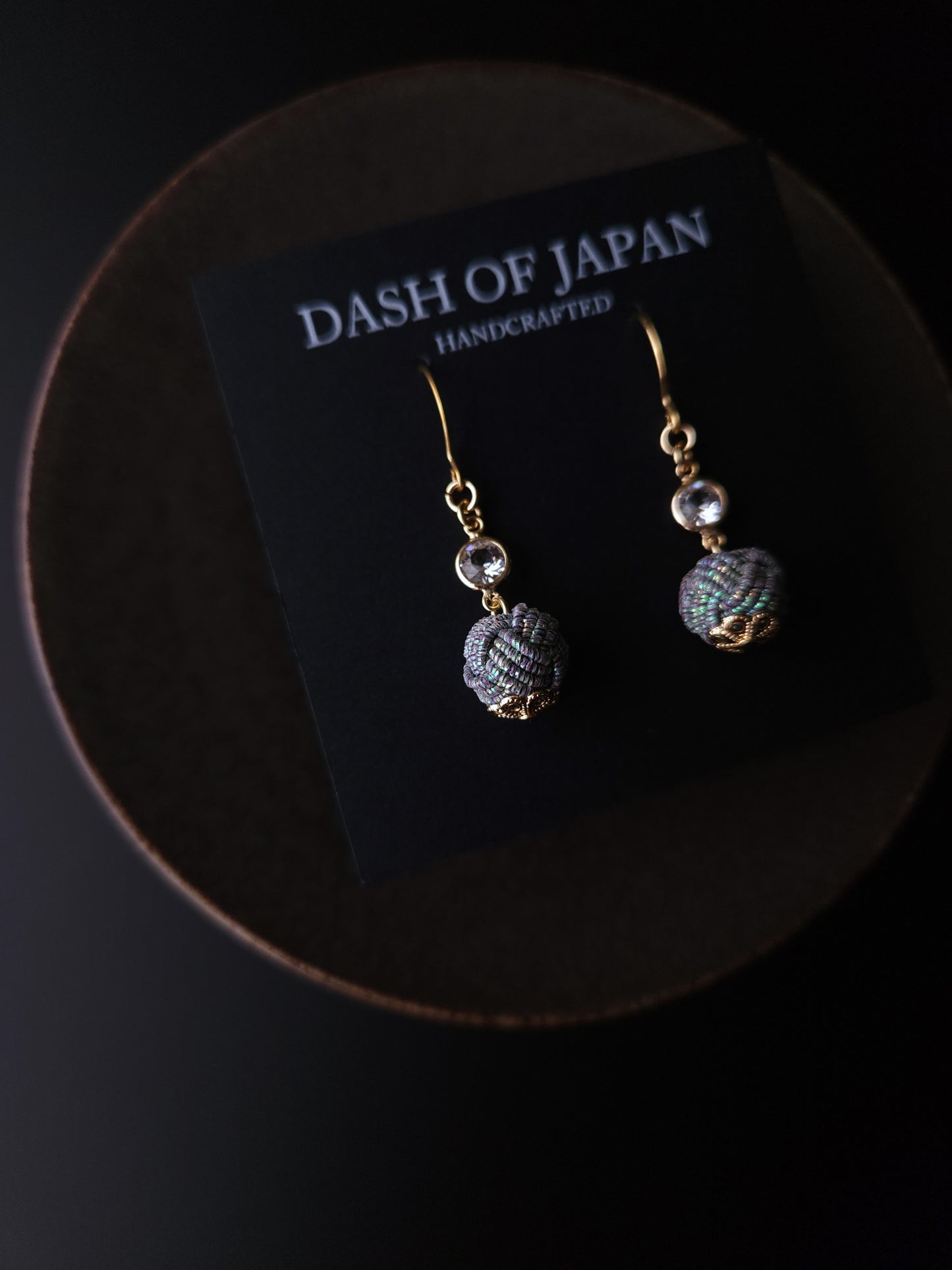 Japanese Mizuhiki Drop Earrings - Iridescent Gray