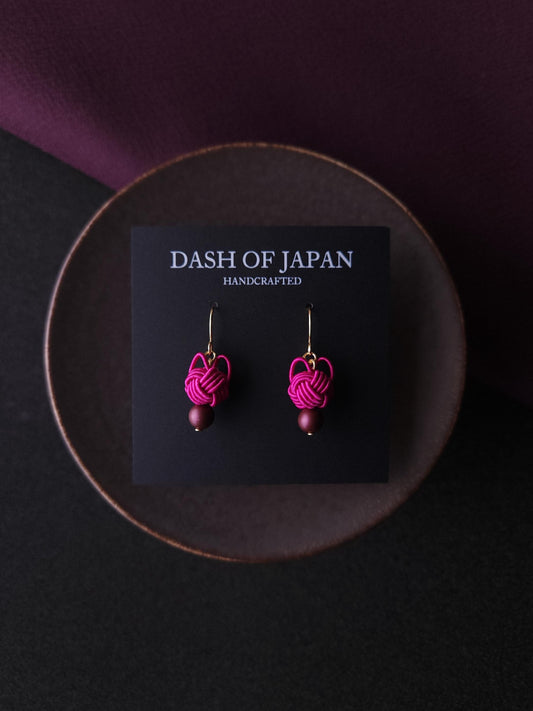 Cat Head Earrings - Magenta Pink