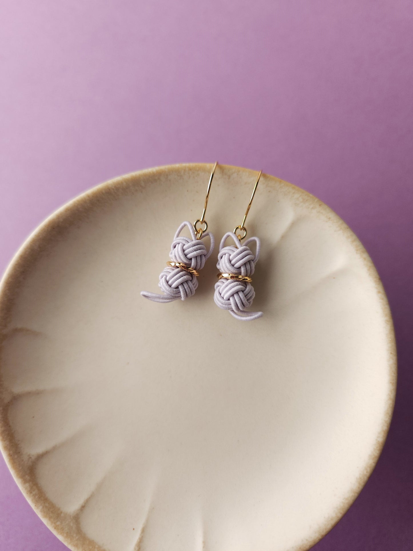 Cat Earrings - Lavender Gray