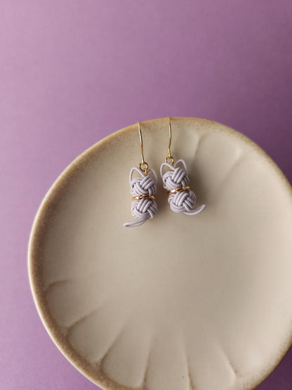 Cat Earrings - Lavender Gray