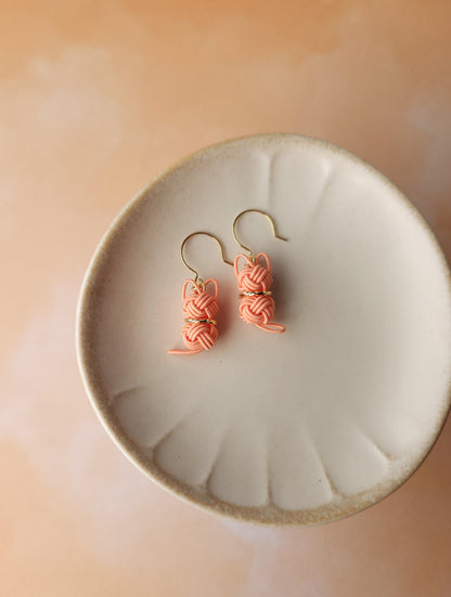 Cat Earrings  - Apricot Orange