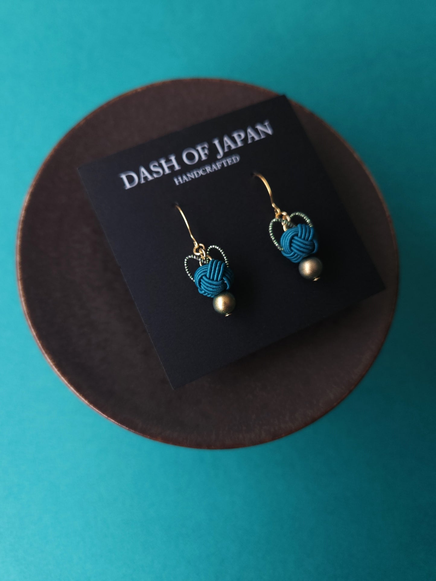 Cat Head Earrings - Teal x Green Gold